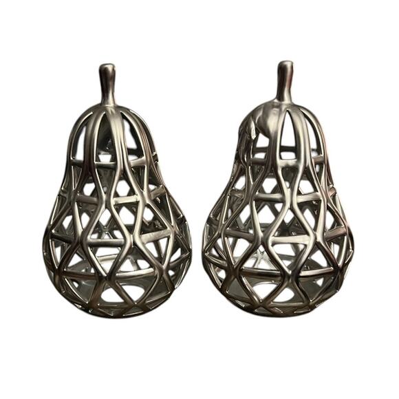 Pottery Barn Other - Pottery Barn Metalwork Pears Decorative Fruit Decor Matte Nickel Cutout 9”